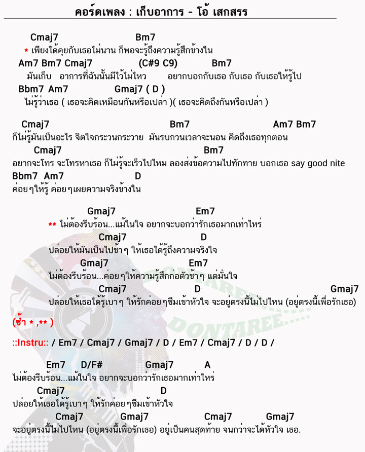 คอร์ดเพลง เก็บอาการ ง่ายๆ