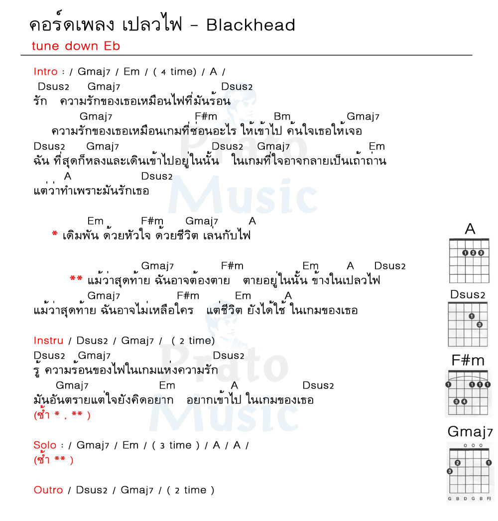 คอร์ดเพลง เปลวไฟ ง่ายๆ