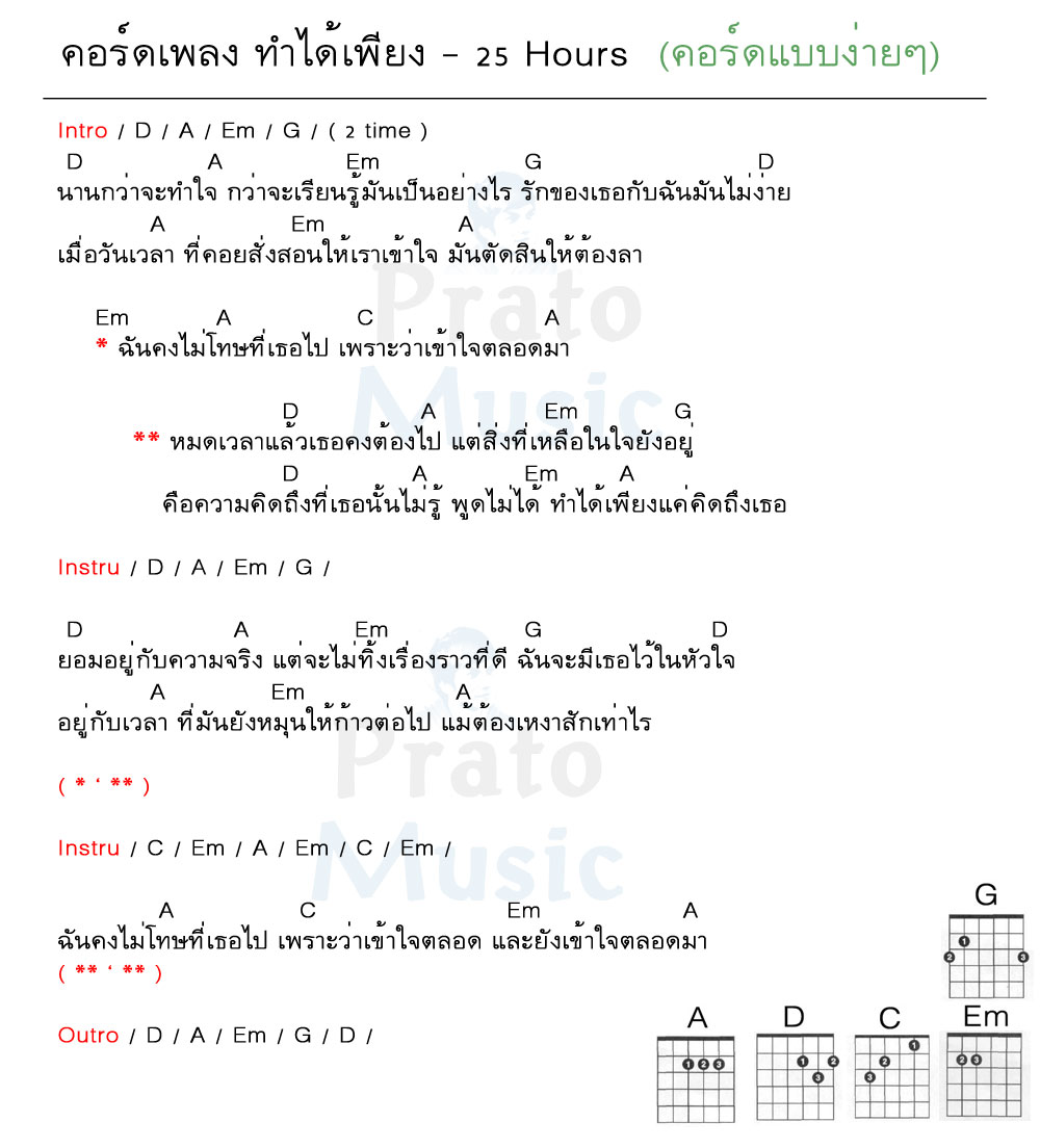 คอร์ดเพลง ทำได้เพียง ง่ายๆ