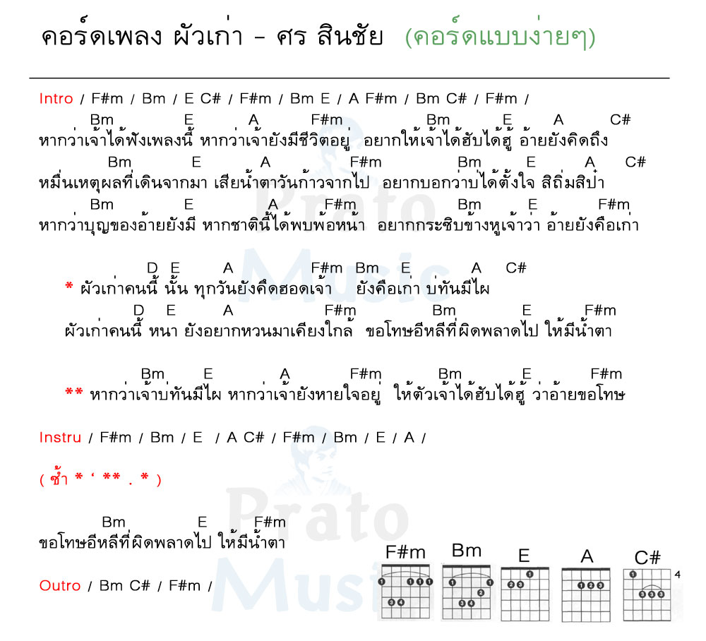 คอร์ดเพลง ผัวเก่า ง่ายๆ