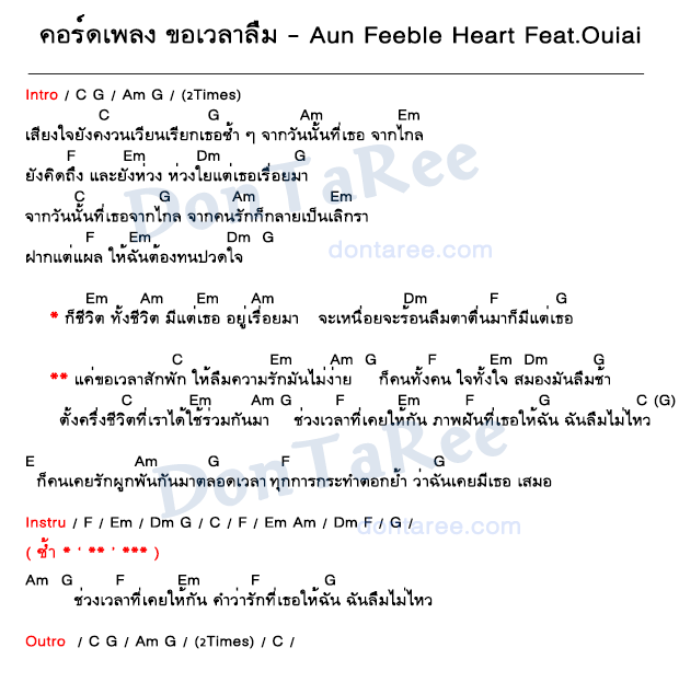 คอร์ดเพลง ขอเวลาลืม ง่ายๆ