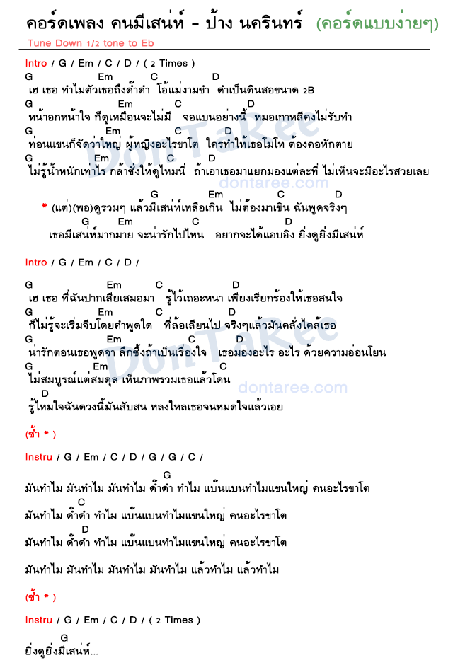 คอร์ดเพลง คนมีเสน่ห์ ง่ายๆ