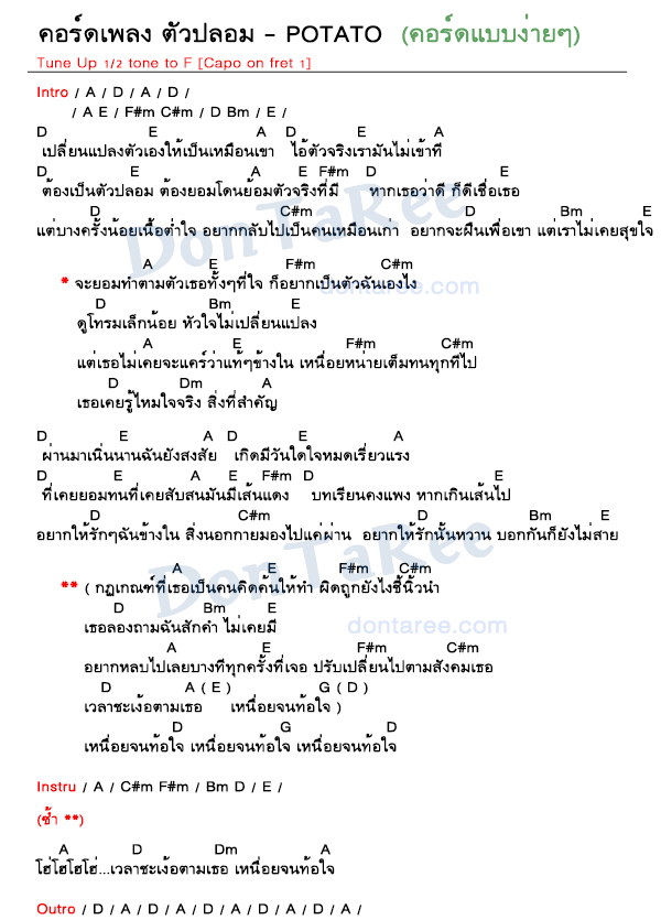 คอร์ดเพลง ตัวปลอม ง่ายๆ