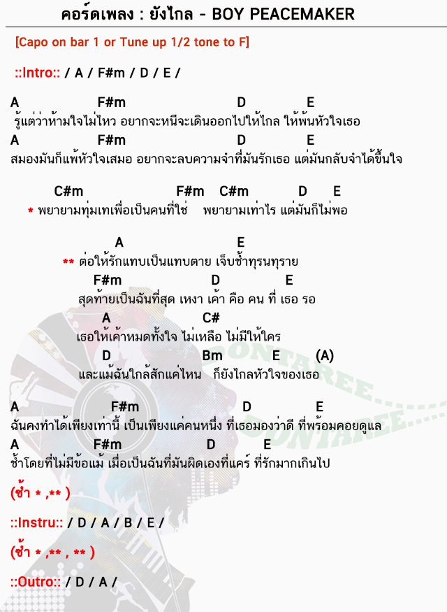 คอร์ดเพลง ยังไกล ง่ายๆ