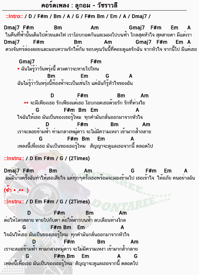 คอร์ดเพลง ลูกอม ง่ายๆ