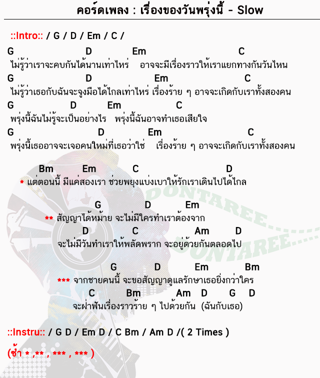 คอร์ดเพลง เรื่องของวันพรุ่งนี้ ง่ายๆ