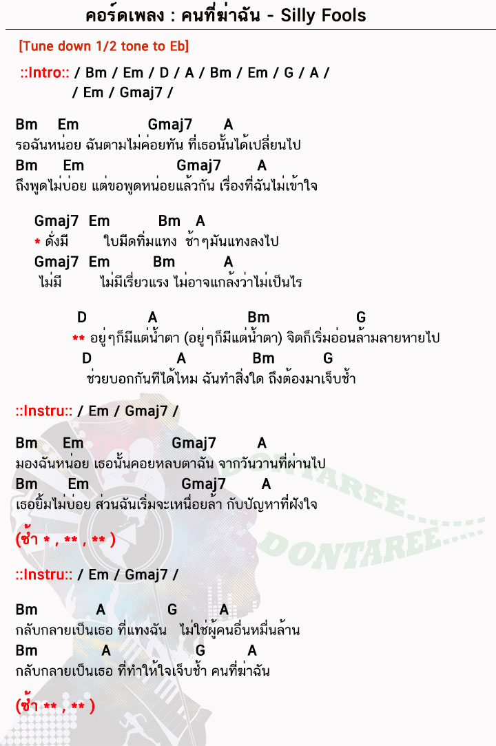 คอร์ดเพลง คนที่ฆ่าฉัน ง่ายๆ