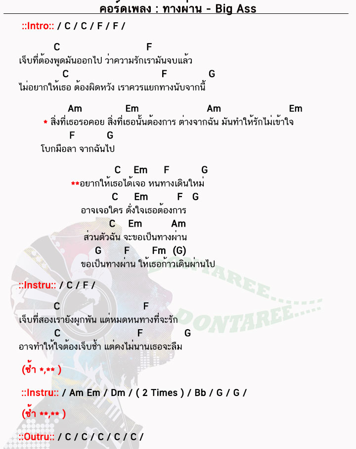 คอร์ดเพลง ทางผ่าน ง่ายๆ