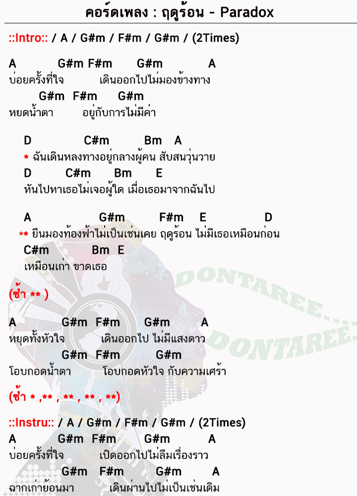 คอร์ดเพลง ฤดูร้อน ง่ายๆ