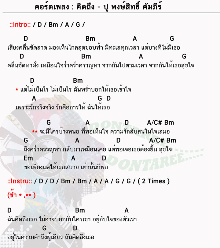 คอร์ดเพลง คิดถึง ง่ายๆ