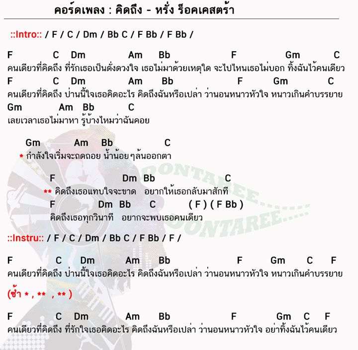 คอร์ดเพลง คิดถึง ง่ายๆ