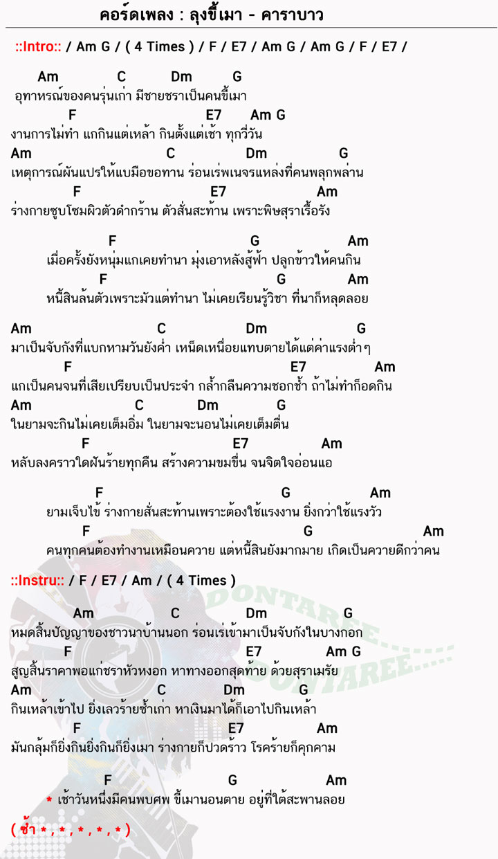 คอร์ดเพลง ลุงขี้เมา ง่ายๆ