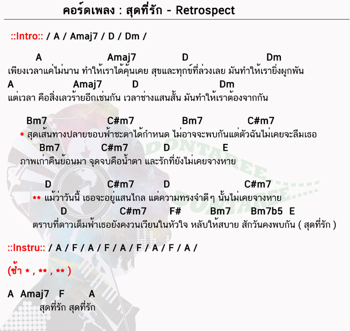 คอร์ดเพลง สุดที่รัก ง่ายๆ