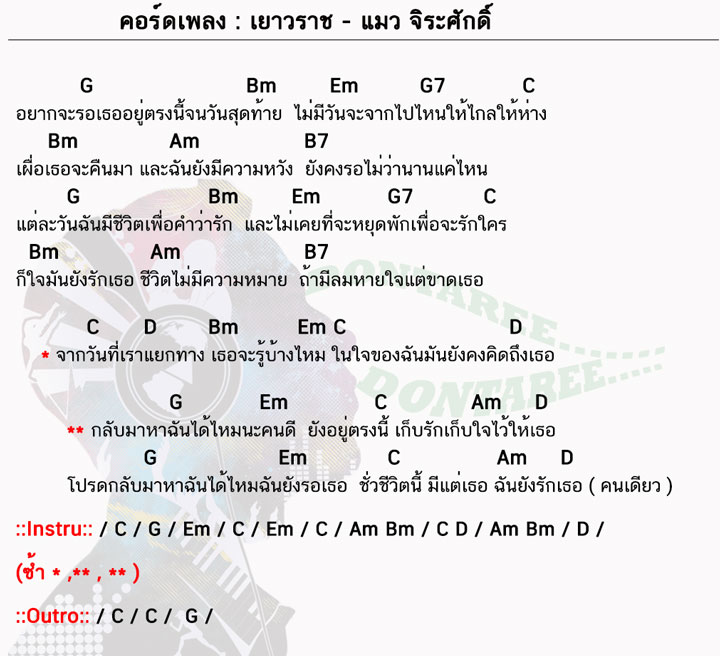 คอร์ดเพลง เยาวราช ง่ายๆ