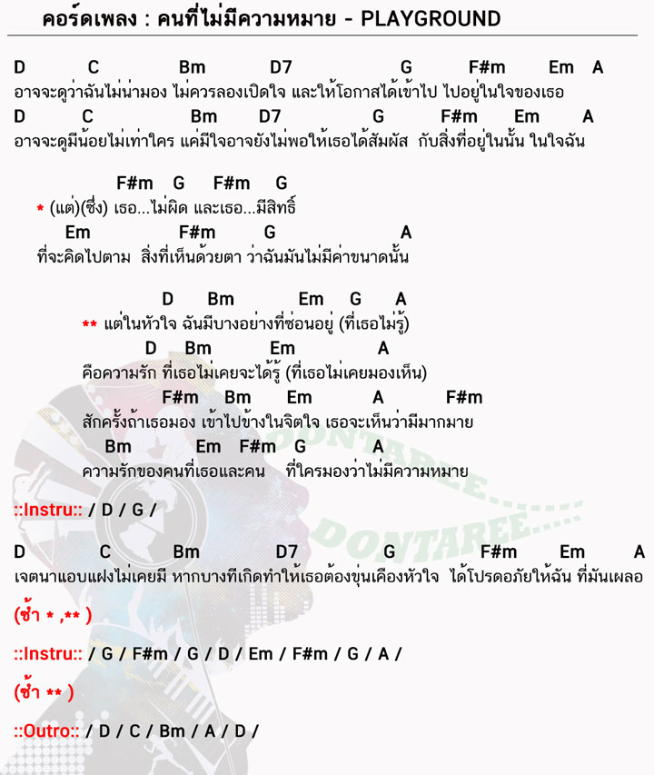 คอร์ดเพลง คนที่ไม่มีความหมาย ง่ายๆ