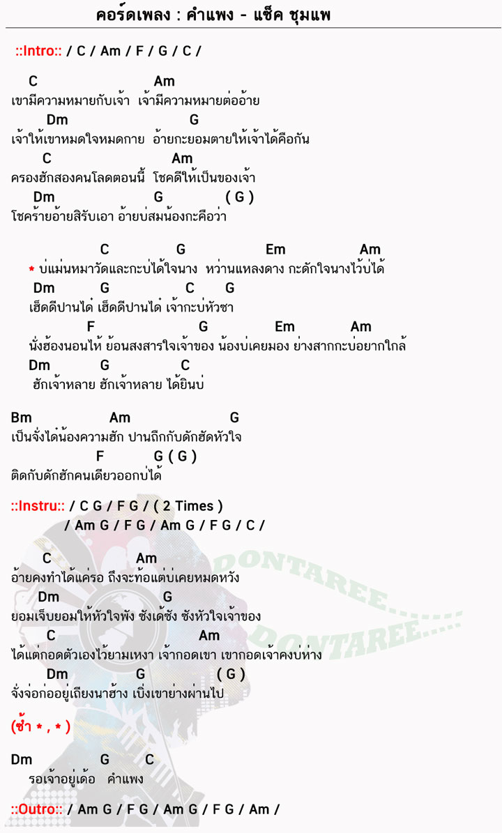 คอร์ดเพลง คำแพง ง่ายๆ