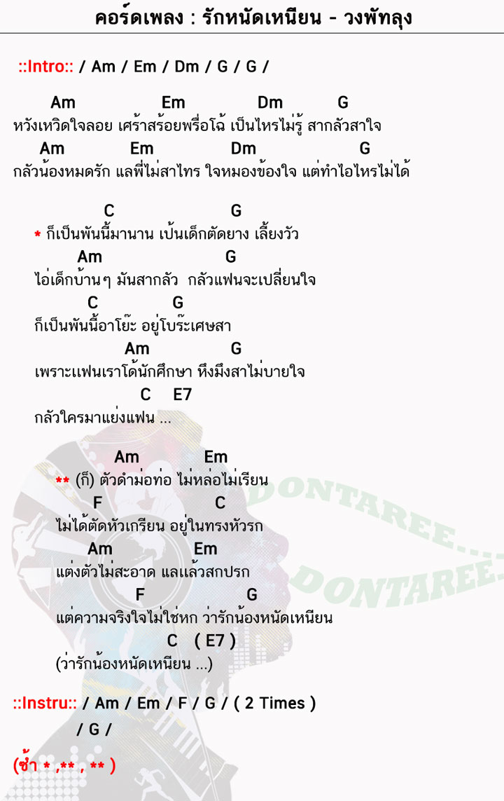 คอร์ดเพลง รักหนัดเหนียน ง่ายๆ