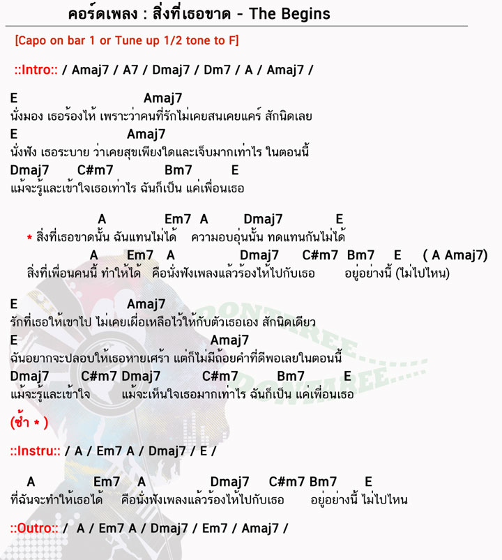 คอร์ดเพลง สิ่งที่เธอขาด ง่ายๆ