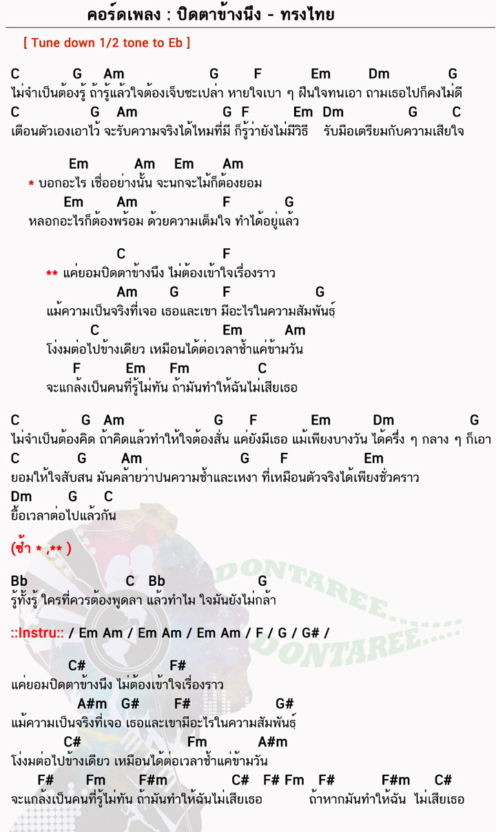 คอร์ดเพลง ปิดตาข้างนึง ง่ายๆ