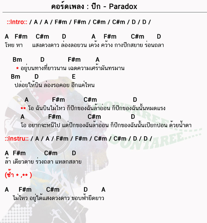 คอร์ดเพลง ปีก ง่ายๆ