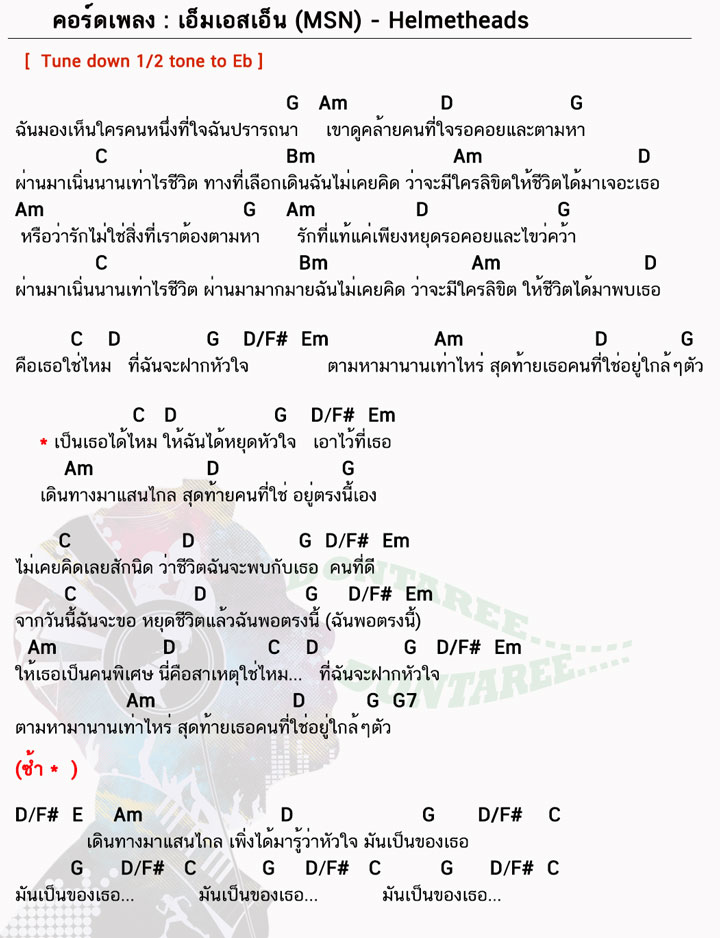 คอร์ดเพลง เอ็มเอสเอ็น (MSN) ง่าย