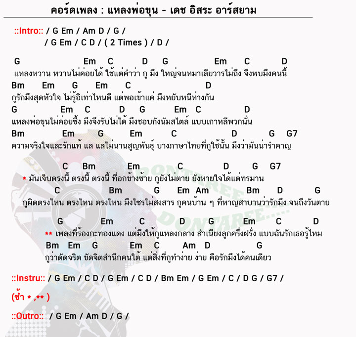 คอร์ดเพลง แหลงพ่อขุน ง่ายๆ