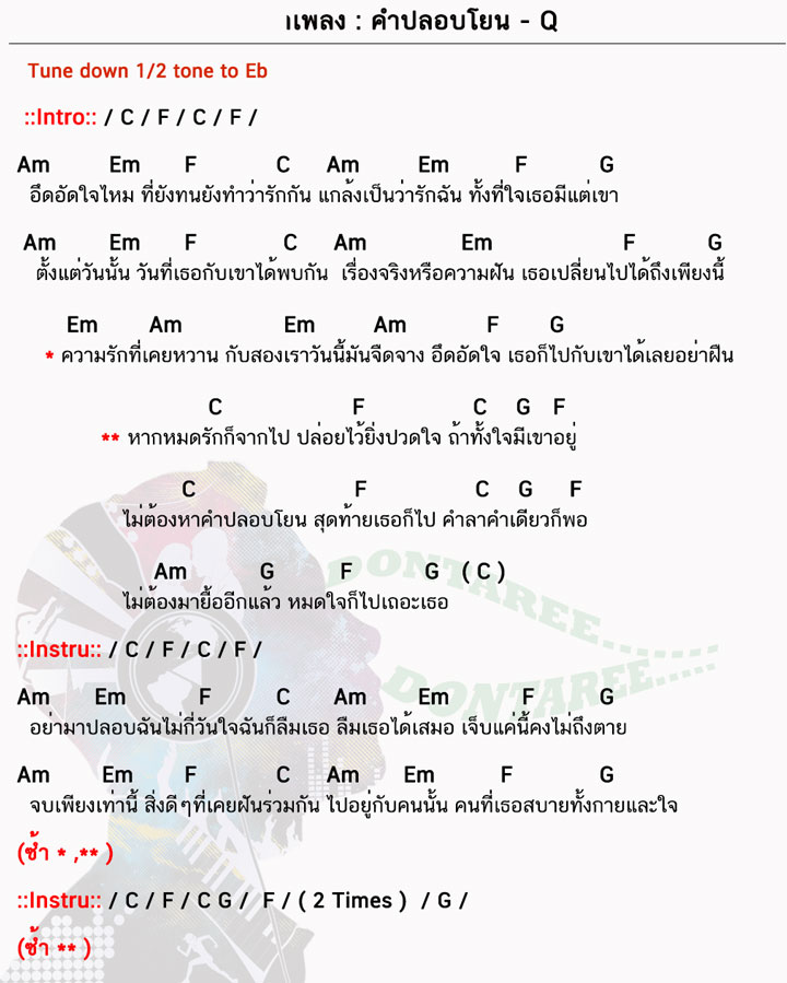 คอร์ดเพลง คำปลอบโยน ง่ายๆ