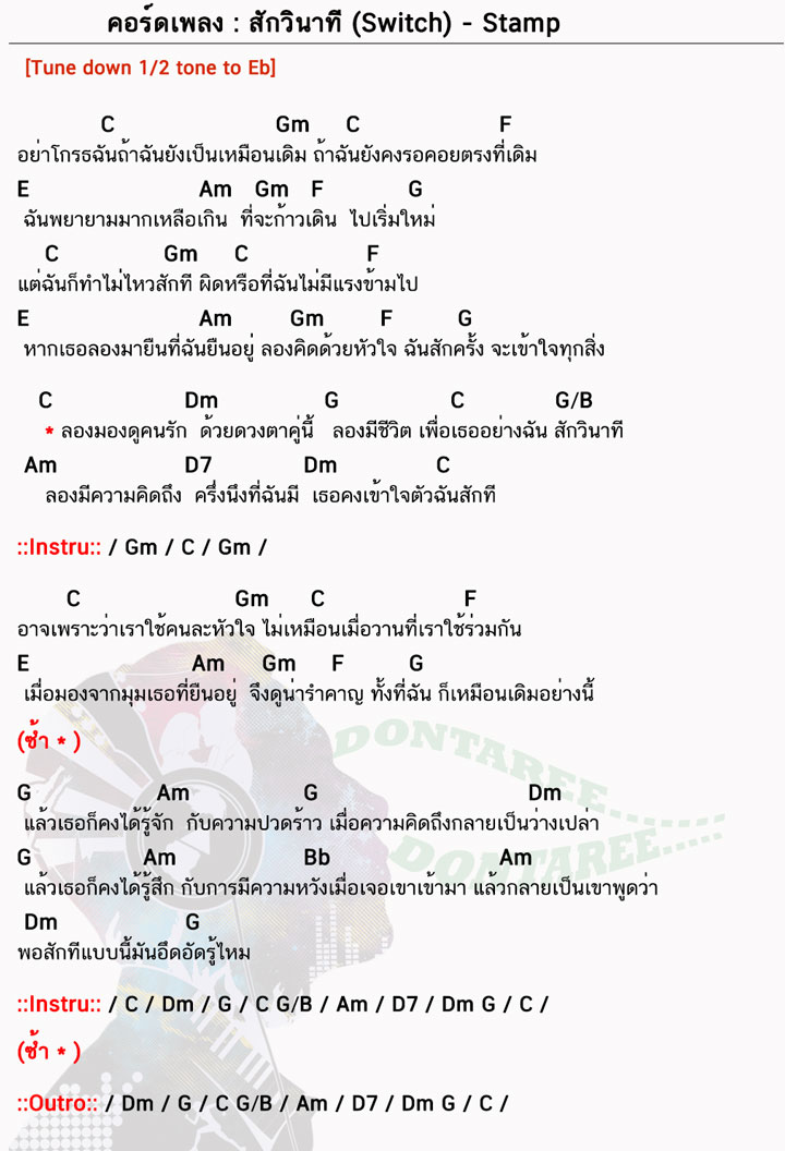 คอร์ดเพลง สักวินาที ง่ายๆ