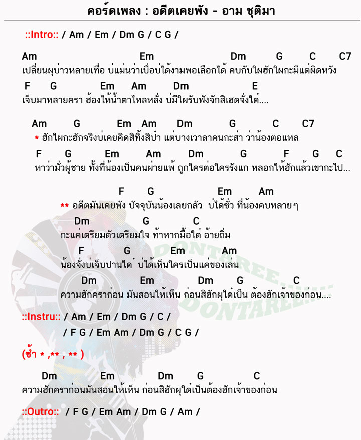 คอร์ดเพลง อดีตเคยพัง ง่ายๆ