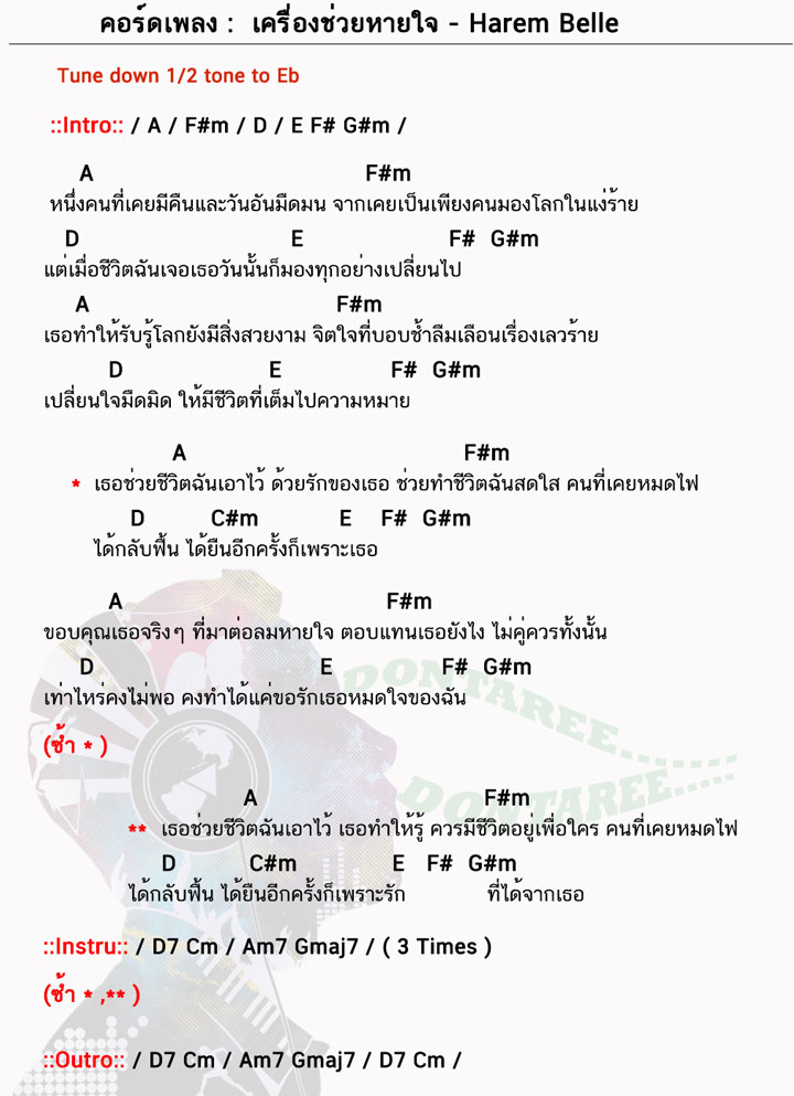 คอร์ดเพลง เครื่องช่วยหายใจ ง่ายๆ