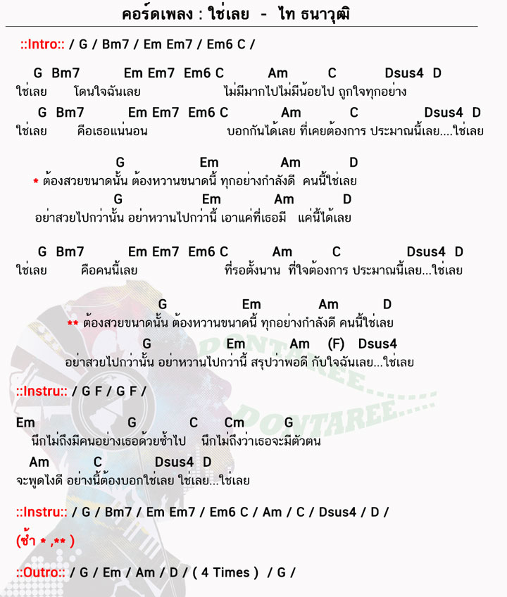 คอร์ดเพลง ใช่เลย ง่ายๆ