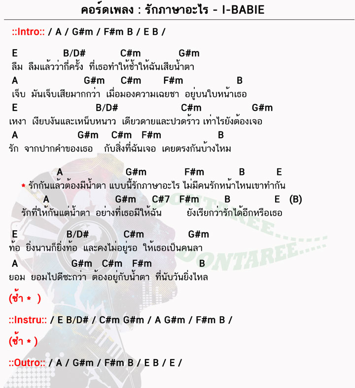 คอร์ดเพลง รักภาษาอะไร ง่ายๆ