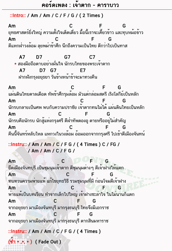 คอร์ดเพลง เจ้าตาก ง่ายๆ