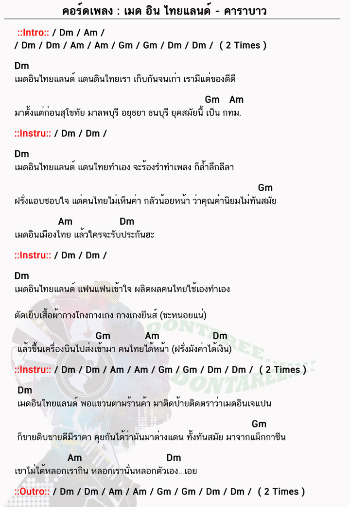 คอร์ดเพลง เมด-อิน-ไทยแลนด์ ง่ายๆ