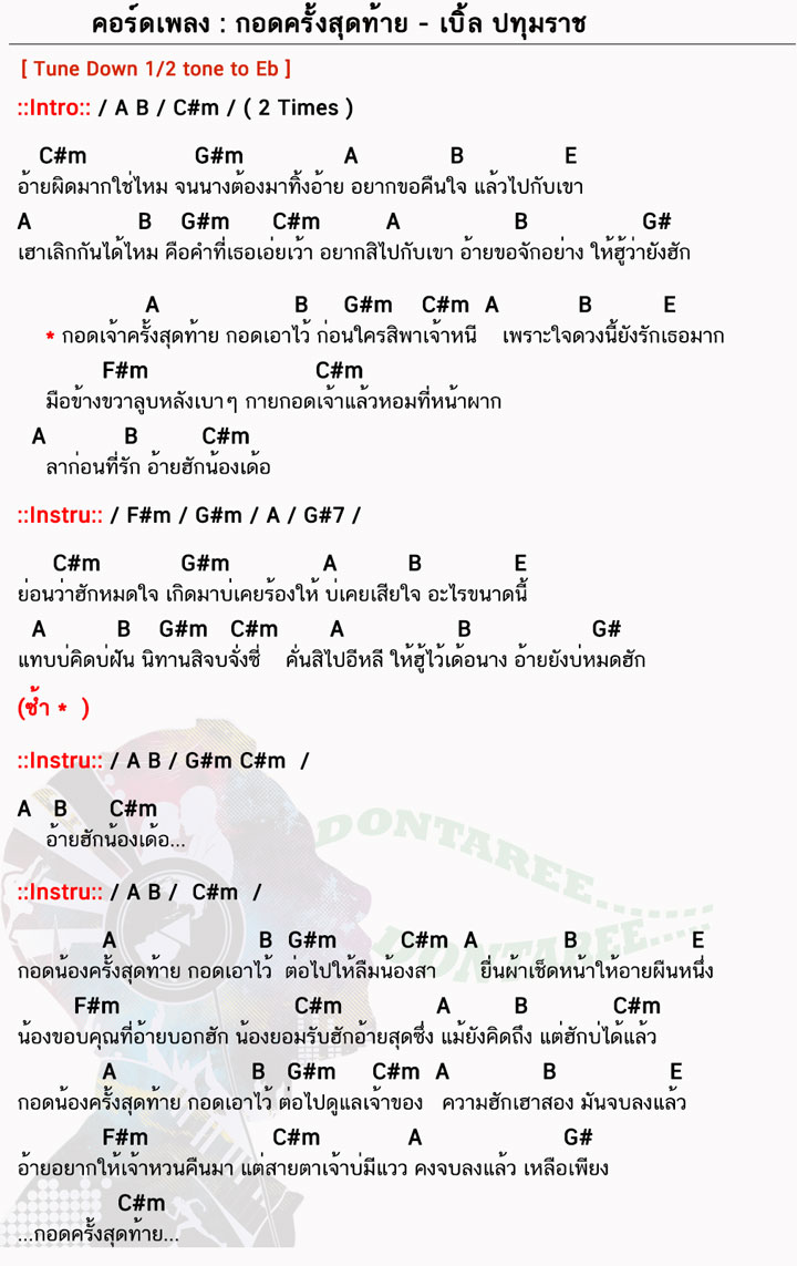 คอร์ดเพลง กอดครั้งสุดท้าย ง่ายๆ