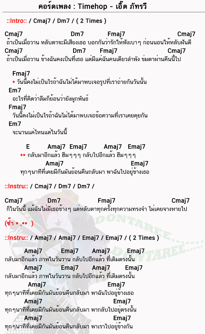 คอร์ดเพลง Timehop ง่ายๆ