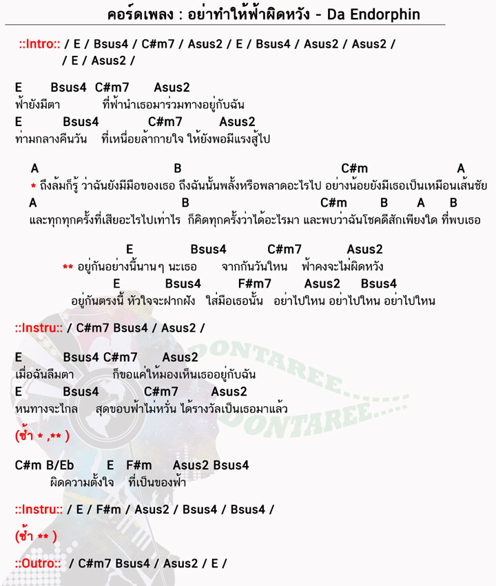 คอร์ดเพลง อย่าทำให้ฟ้าผิดหวัง ง่ายๆ