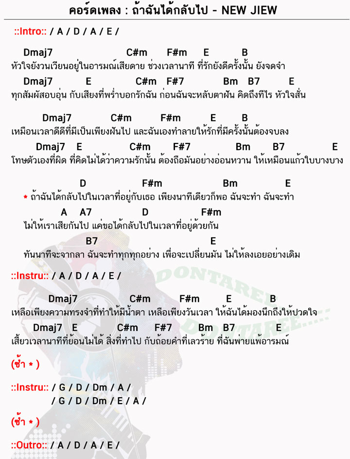 คอร์ดเพลง ถ้าฉันได้กลับไป ง่ายๆ