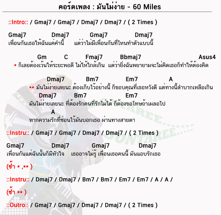 คอร์ดเพลง มันไม่ง่าย