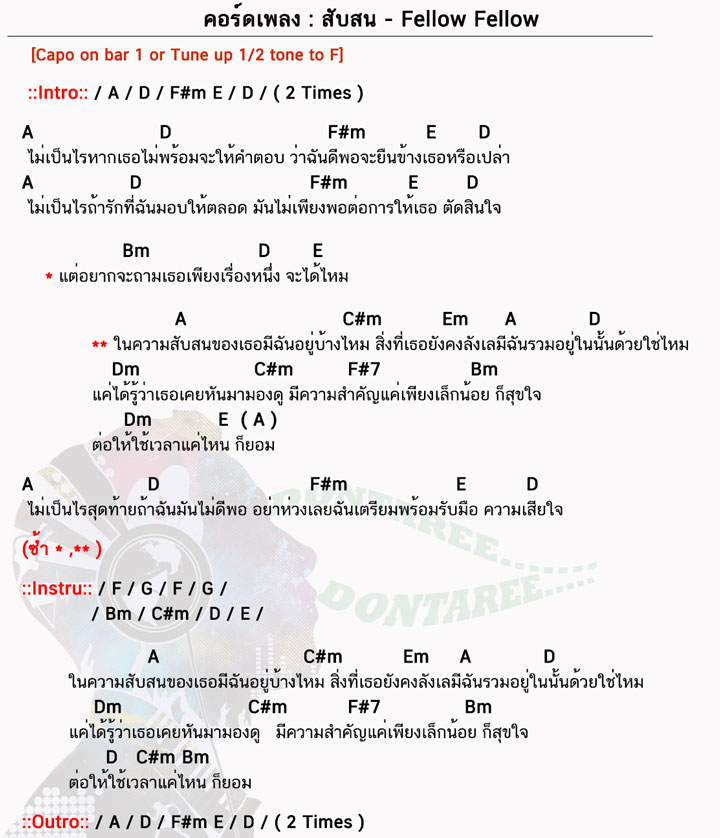 คอร์ดเพลง สับสน ง่ายๆ