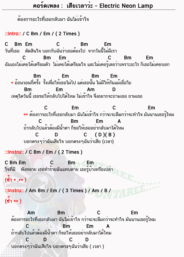 คอร์ดเพลง เสียเวลาว่ะ ง่ายๆ