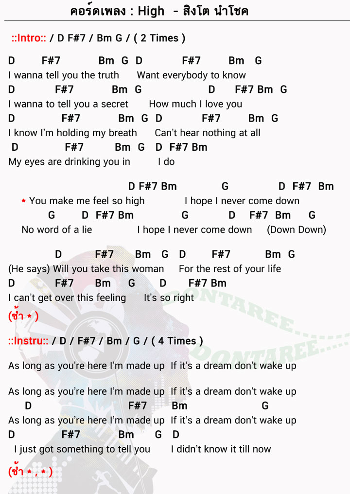 คอร์ดเพลง High ง่ายๆ