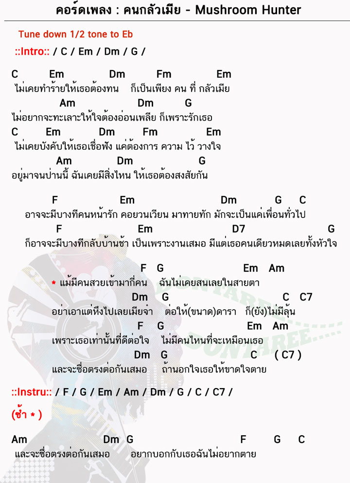 คอร์ดเพลง คนกลัวเมีย ง่ายๆ