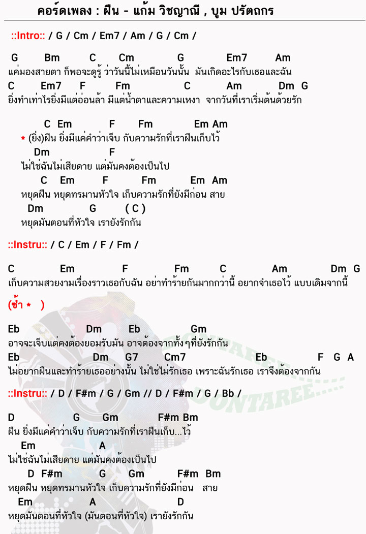 คอร์ดเพลง ฝืน ง่ายๆ