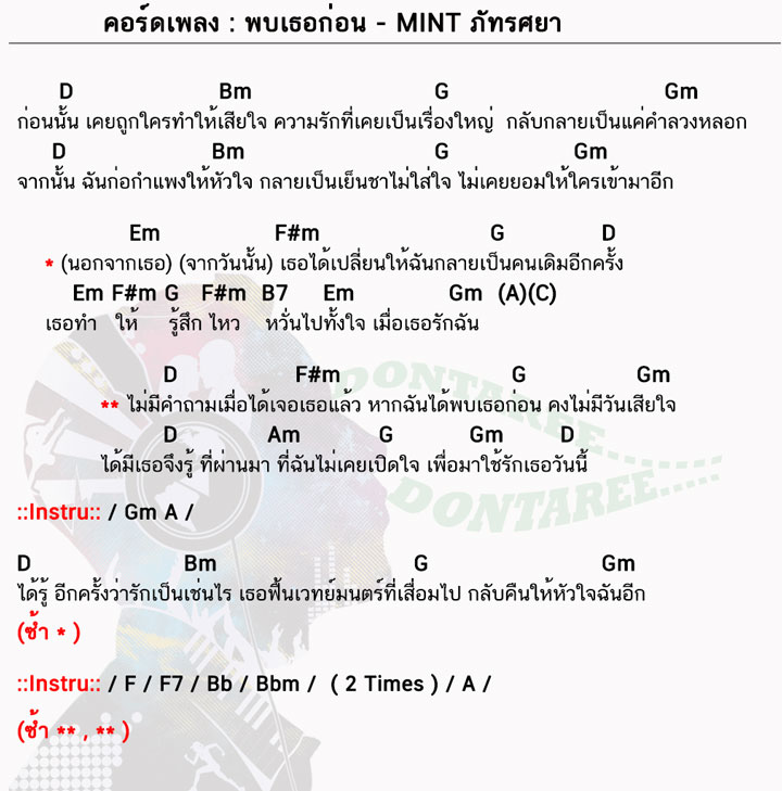 คอร์ดเพลง พบเธอก่อน ง่ายๆ