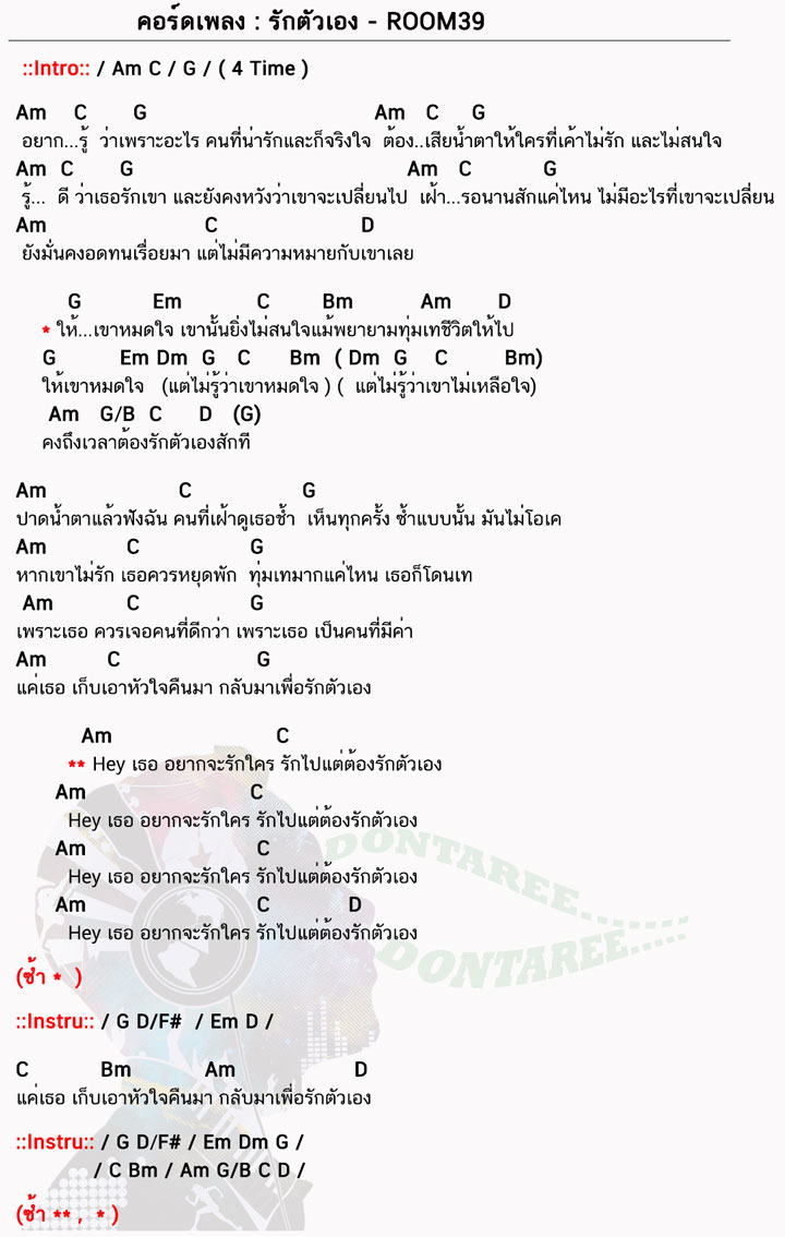 คอร์ดเพลง รักตัวเอง ง่ายๆ