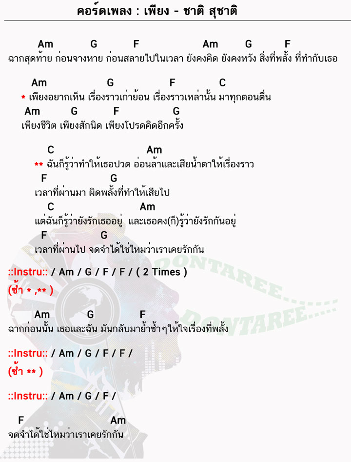 คอร์ดเพลง เพียง ง่ายๆ