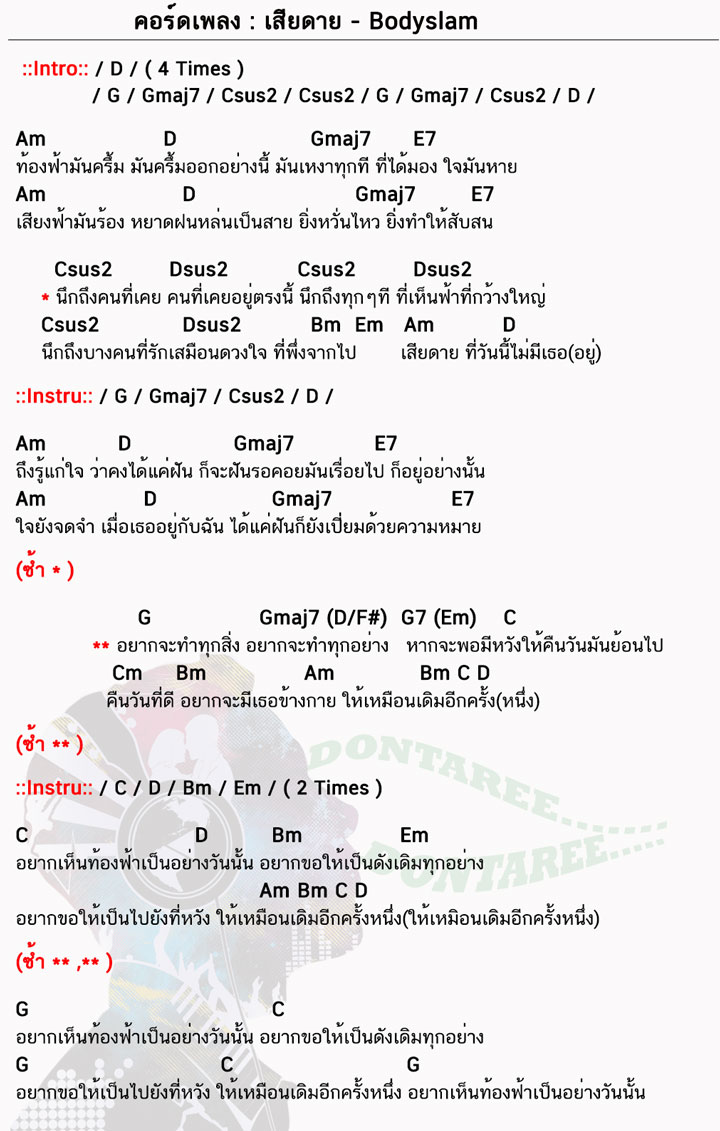 คอร์ดเพลง เสียดาย ง่ายๆ