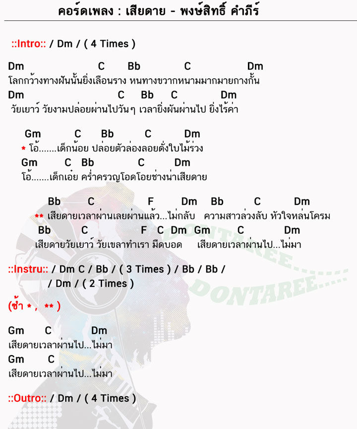 คอร์ดเพลง เสียดาย ง่ายๆ