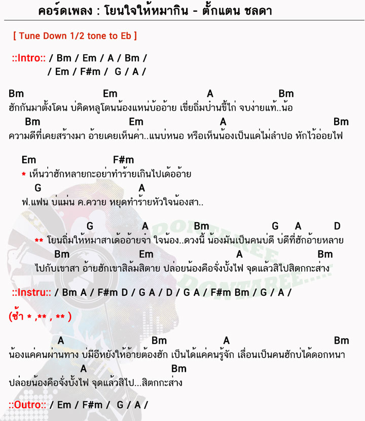 คอร์ดเพลง โยนใจให้หมากิน ง่ายๆ